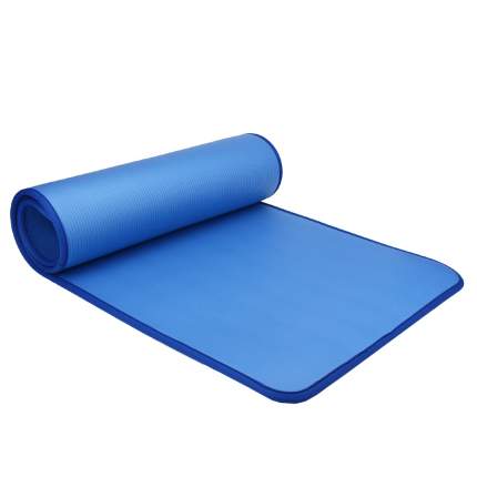 Коврик для йоги и фитнеса НБК Универсальный синий с кантом 184 см, 10 мм