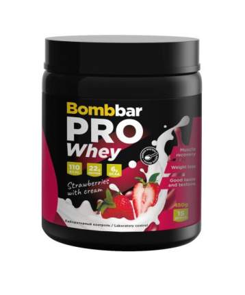 Bombbar, PRO Whey, 450г (Клубника со сливками)