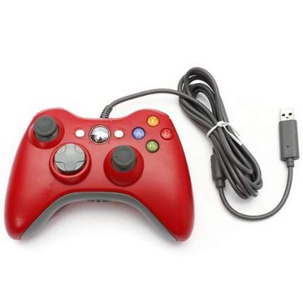 Геймпад  проводной для Xbox 360, красный. Controller for для Xbox 360
