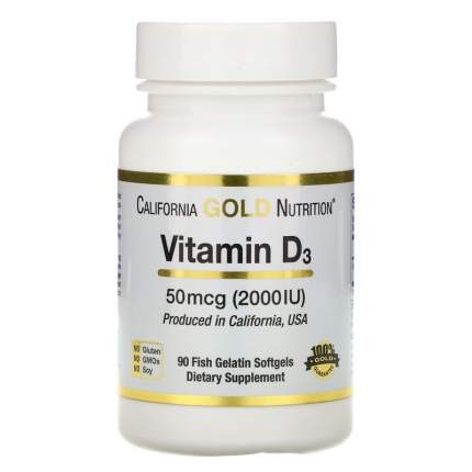 Витамин D3 California Gold Nutrition 2000 МЕ капсулы 50 мкг 90 шт.
