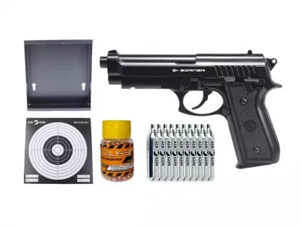 Пистолет Borner 92 в наборе со стрелковыми принадлежностями. Подарочный набор, в составе которого вы найдете все  ...