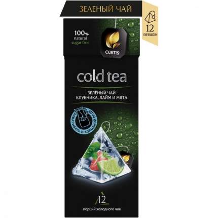 Чай зеленый Curtis Cold tea | Клубника, лайм и мята, с добавками, 12 пирамидок