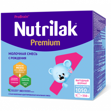 Молочная смесь Nutrilak Premium 1, Нутрилак с рождения, без пальмового масла, 1050 г.