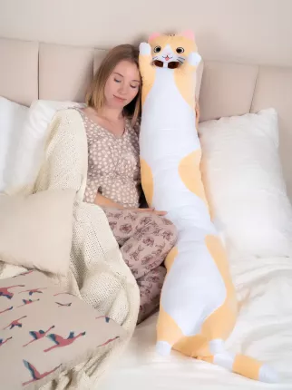Мягкая игрушка GoldStitch подушка обнимашка длинный Кот Батон 160 см желтая