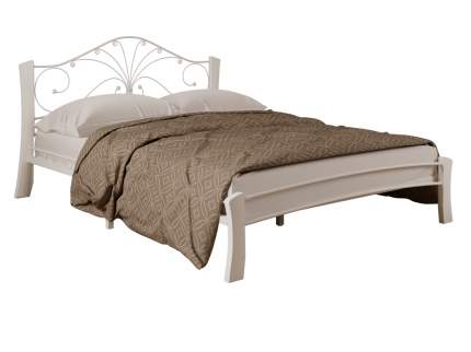 Односпальная кровать Сандра лайт Кремовый металл / Белый массив, опоры, 1200 Х 2000 мм