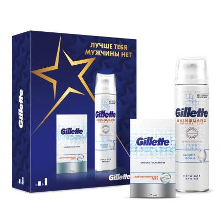 Подарочный набор мужской Gillette Skinguard пена для бритья+Gillette бальзам после бритья