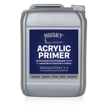 Грунт краска для интерьеров и фасадов husky interior exterior primer 10л