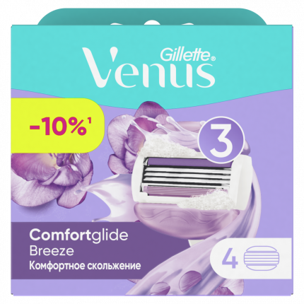 Сменные кассеты для бритвы Gillette Venus ComfortGlide Breeze, 4 шт
