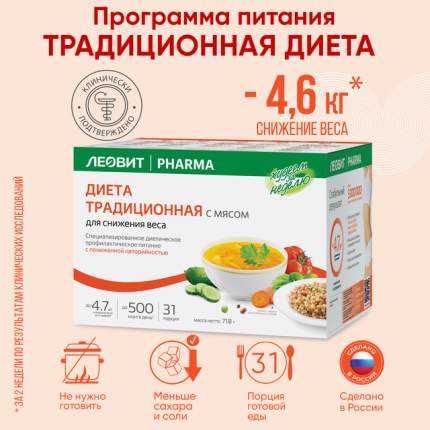 Программа питания Традиционная диета с мясом Леовит Худеем за неделю 31 блюдо