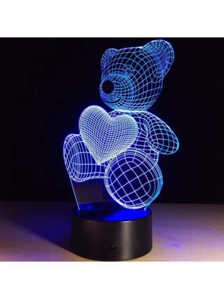 Светильник 3D Мишка с сердцем Style Home