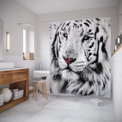 Штора для ванной JoyArty «Белый тигр» 180x200