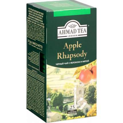Чай черный Ahmad Tea apple phapsody с яблоком и мятой 25 пакетиков