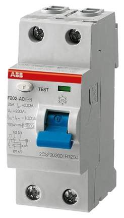 Выключатель дифференциального тока (УЗО) ABB "F202", 2P, 63А, 100мА, АС