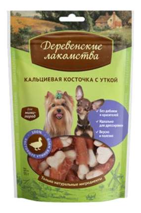 Лакомство для собак Деревенские лакомства Кальциевая косточка с уткой, для мини-пород, 55г