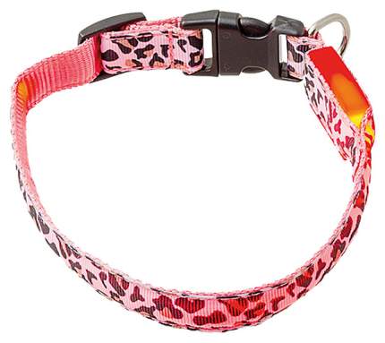 Ошейник для собак V.I.Pet Леопард, светящийся, розовый, 28-40 см x 15 мм