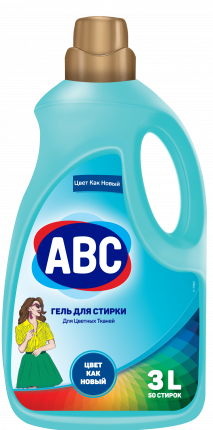 Гель для стирки ABC для цветного белья, 3 л (50 стирок)