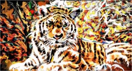 Картина на холсте с подрамником ХитАрт "Огненный тигр" 60x32 см