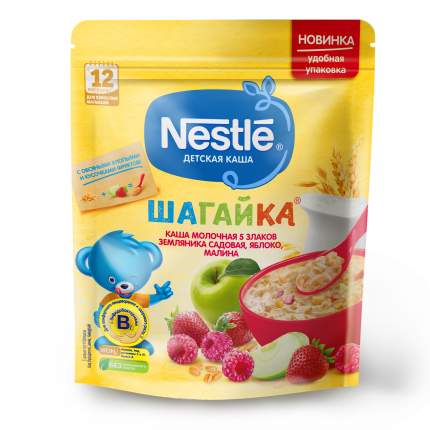 Каша молочная Nestle 5 злаков земляника садовая, яблоко, малина с 12 мес. 220 г