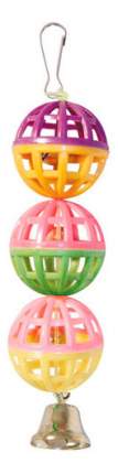 Погремушка, подвеска для попугаев Triol 3-я с колокольчиками, разноцветный, 4х4х15 см