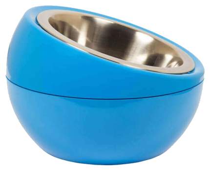 Одинарная миска для кошек и собак Hing, пластик, сталь, голубой, 0,25 л