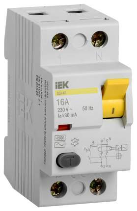 Выключатель дифференциального тока (УЗО) IEK "ВД1-63", 2п, 16 А, 30 мА, тип AC