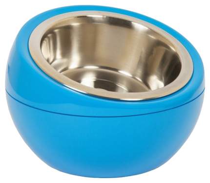 Одинарная миска для кошек и собак Hing, пластик, сталь, голубой, 0,25 л