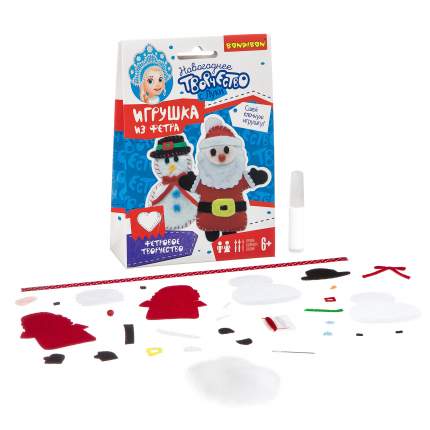 Набор для творчества Bondibon елочные игрушки из фетра Снеговичок и Дед Мороз