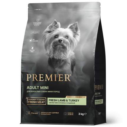 Сухой корм Premier Dog Lamb & Turkey Mini ягненок и индейка, для собак мелких пород, 3 кг