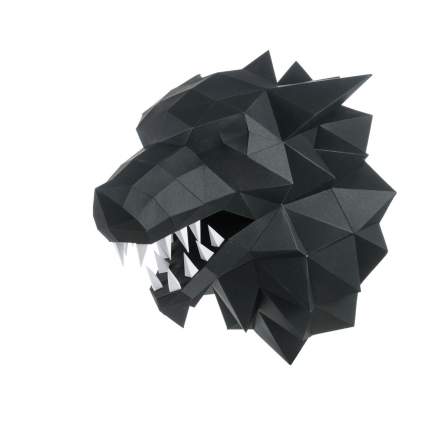 3D-конструктор Paperraz Трофейная голова Лютоволк черный