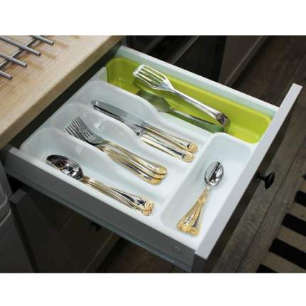 Раздвижной лоток под столовые приборы Expandable cutlery tray зеленый