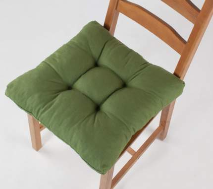 Подушка на стул на сидушку Guten Morgen Leaf green 40х40 см, зеленый/белый 1 шт