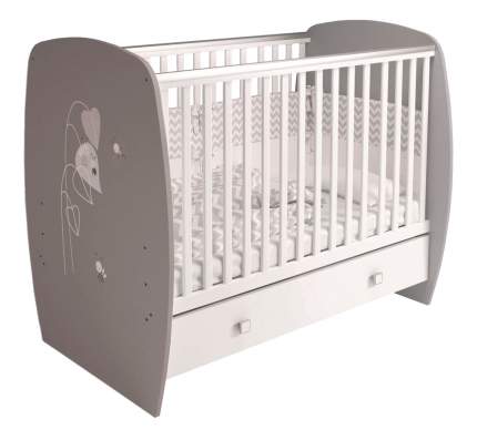 Кровать детская Polini French 710 Amis с ящиком, белый+серый