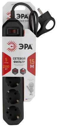 Сетевой фильтр ЭРА USF-5es-1.5m, 5 розеток, 1,5 м, Black