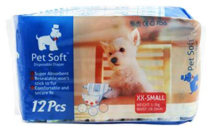Подгузники для собак Pet Soft одноразовые Diaper 12 штук XXS