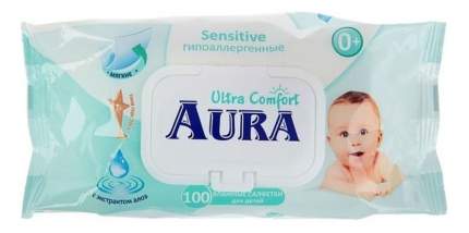 Детские влажные салфетки Aura Ultra Comfort с алоэ и витамином Е 100 шт.