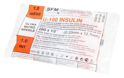 Шприц инсулиновый SFM 3-х компонентный 1 мл 0,33 х 12,7 мм 10 шт.