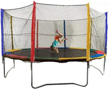 Батут Sundays Fitness Acrobat с сеткой и лестницей 374 см, разноцветный