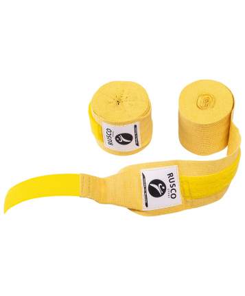 Бинт боксерский Rusco Sport, 3,5 м, хлопок, желтый