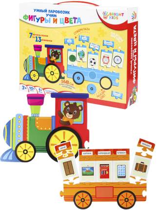 Пазл Рыжий кот Bright kids Умный паровозик Учим фигуры и цвета 13 дет.   ...