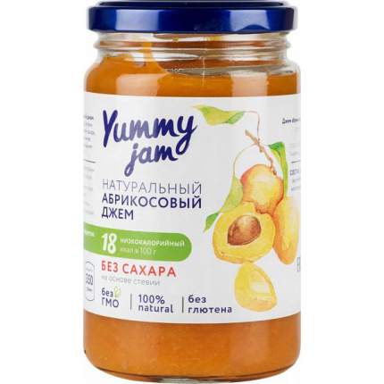Натуральный низкокалорийный джем без сахара Yummy Jam, 350 г, абрикосовый