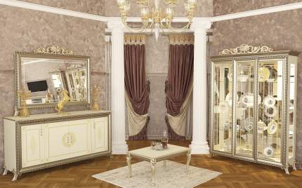Зеркало с короной Мэри-Мебель Версаль ГВ-06К, слоновая кость, 154х7х125 см
