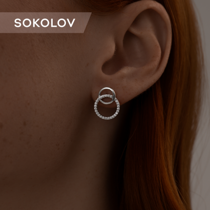 Серьги из серебра SOKOLOV 94025842, фианит