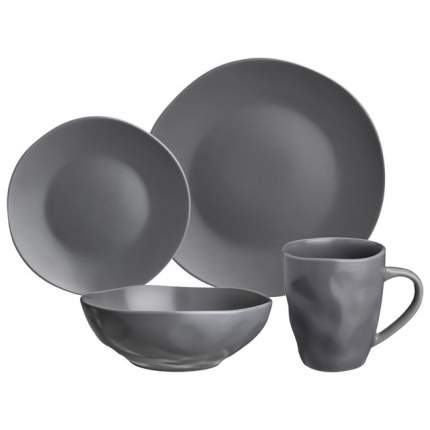 Набор посуды обеденный на 4 персоны BRONCO SHADOW, 16 предметов, каменная керамика, серый