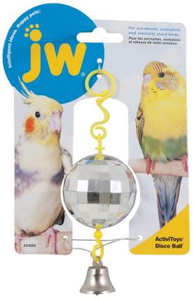 Зеркальный шар с колокольчиком для попугаев JW, 1х1х20 см, в ассортименте