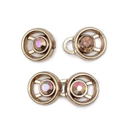 Застежка-крючок в виде пары фактурных колец, декорированная стеклянными кристаллами, для разных типов изделий. Материал – металл  ...