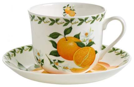 Чашка с блюдцем Maxwell & Williams Фруктовый сад Апельсин 55515 Белый, зеленый, оранжевый