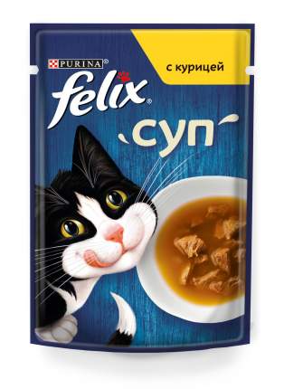Влажный корм для кошек Felix Суп, для взрослых, курица, 48г