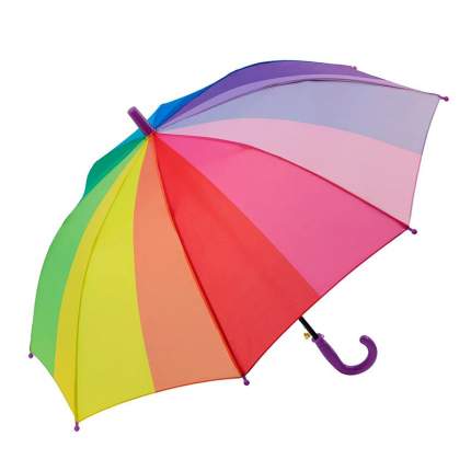 Зонт детский Diniya для мальчиков и девочек Радужный с прямой кромкой, фиолетовая ручка