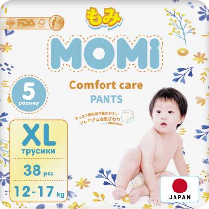 Подгузники-трусики детские Momi 12-17 кг размер 5 XL 38шт Comfort Care