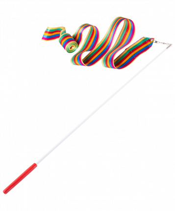 Лента для художественной гимнастики Amely Agr-301 6м, с палочкой 56 см, радуга